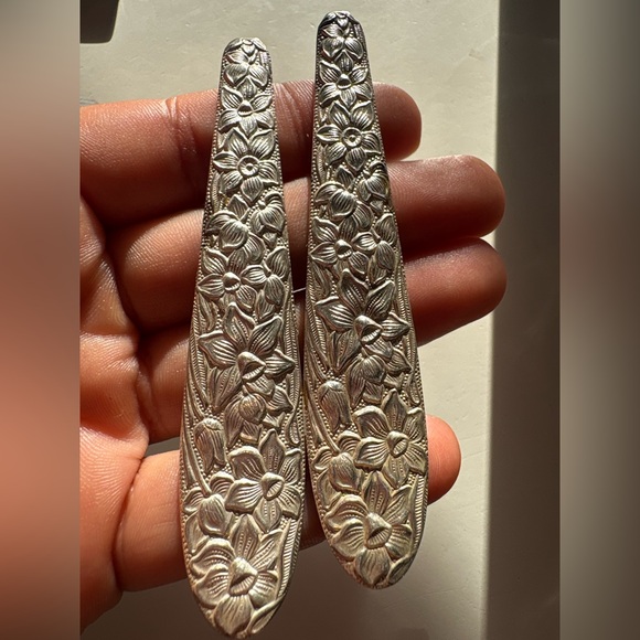 Estate Accessories - Silver Antique Spoon Barrette . Hair Clips